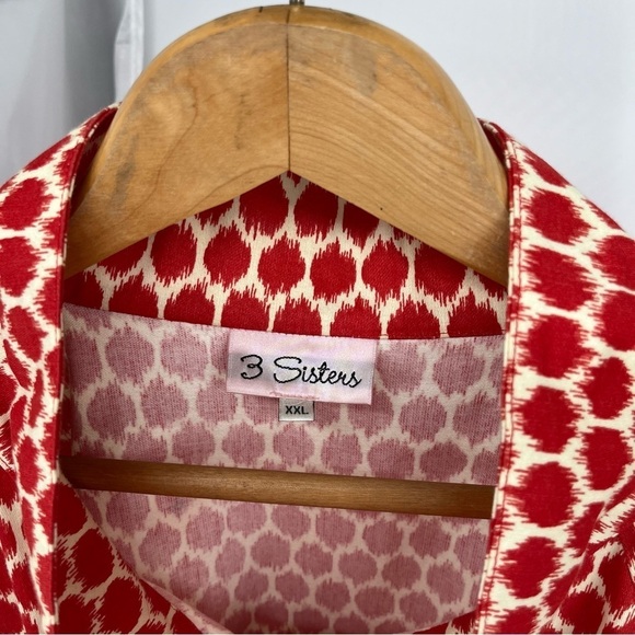 3 Sisters Womens NEW Jacket Size XXL Patterned 5 Buttons Pockets Red Cream - Picture 5 of 9